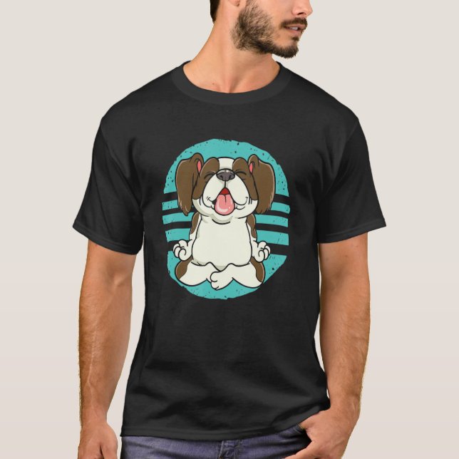 Furry Dog Sitting In The Meditating Position T-Shirt (Front)