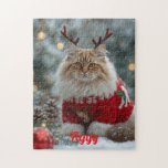 Furry &amp; Festive Norwegian Forest Cat Christmas  Jigsaw Puzzle