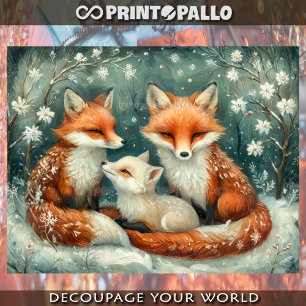 Furry fox family in snowy Christmas time Tissue Paper