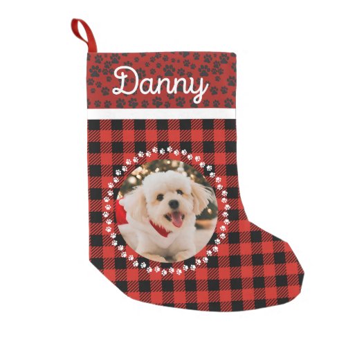 Furry Friends Celebrate Christmas in style paw red Small Christmas Stocking