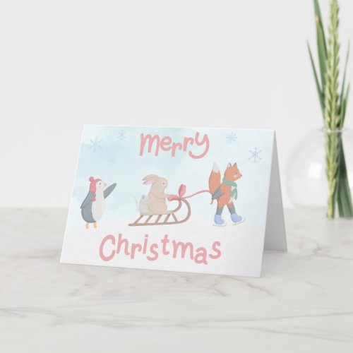 Furry friends editable Christmas card