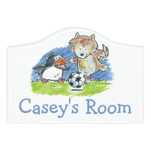 Furry Friends Football Personalized Door Sign