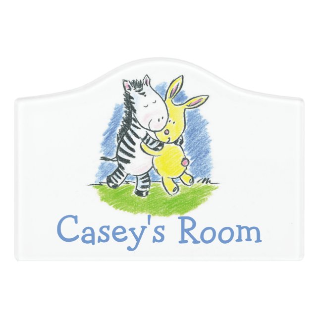 Furry Friends Hug Personalized Door Sign (Small Crest Front)