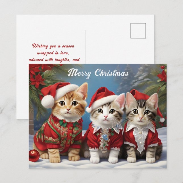 Furry Friends in Festive Hats Cute Cats  Postcard (Front/Back)