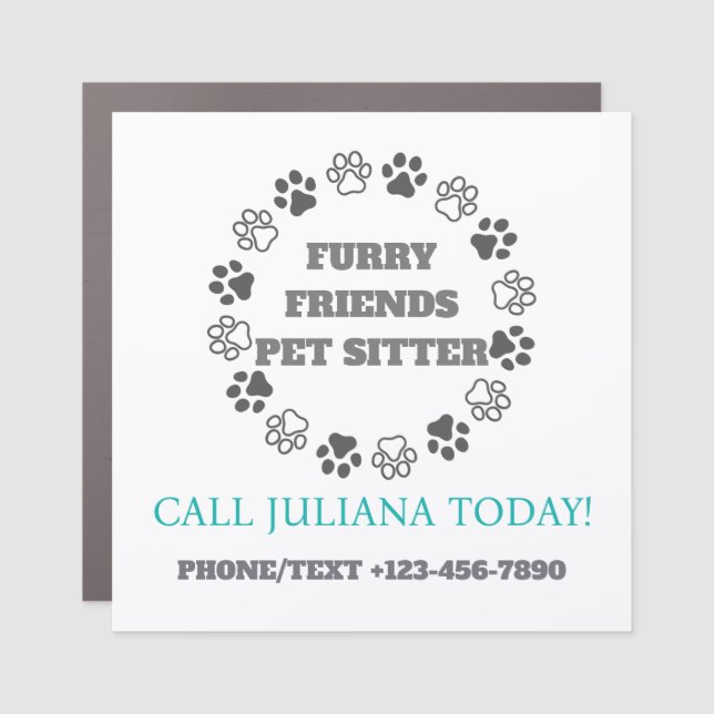 Furry Friends Pet Sitter Small Business Car Magnet (Front)