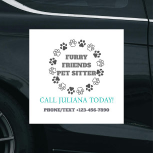 Furry Friends Pet Sitter Small Business Car Magnet