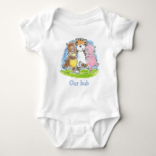 Furry Friends Trio Onsie Baby Bodysuit