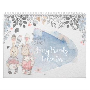 Furry Friends Watercolor Rabbit Calendar