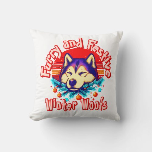 Furry Friends Xmas Gifts for Cute Pups Lover Throw Pillow