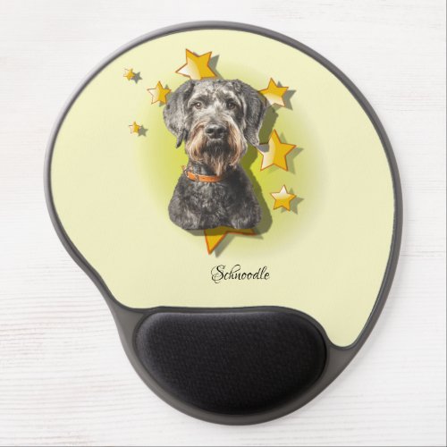 Furry Grey Schnoodle is a Star   Gel Mouse Pad