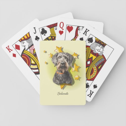 Furry Grey Schnoodle is a Star    Poker Cards