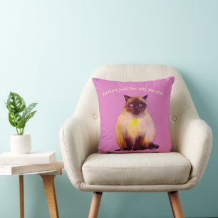 Furry Himalayan cat Throw Pillow