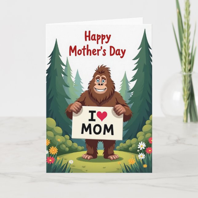 Furry I Love Mom Mothers Day Card (Front)