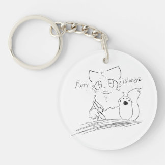furry island fox and furry island mark key ring