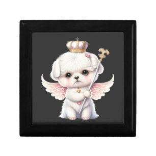 Furry Joy: Angel Wing Maltese Dog Puppy Gift Box