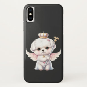 Furry Joy: Angel Wing Maltese Dog Puppy Gift iPhone X Case