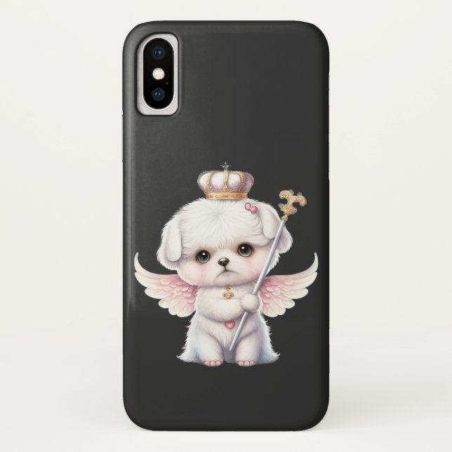 Furry Joy: Angel Wing Maltese Dog Puppy Gift Case-Mate iPhone Case (Back)