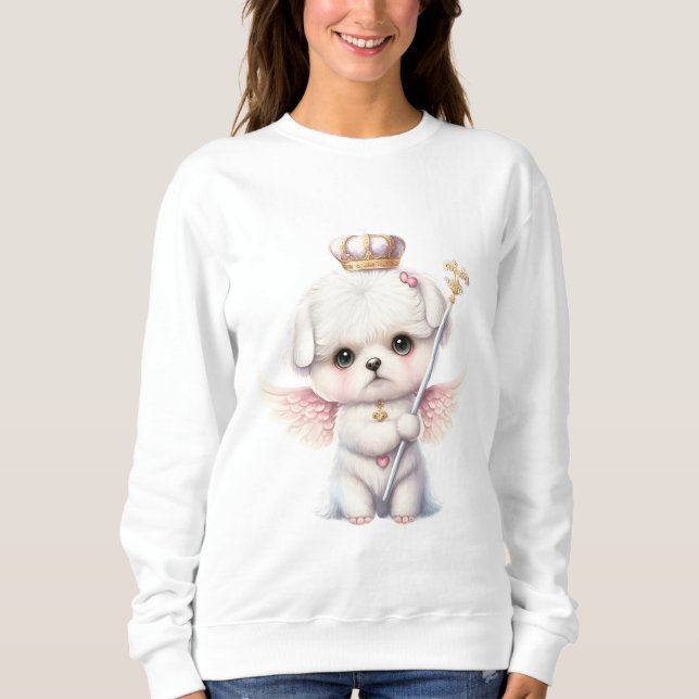 Furry Joy: Angel Wing Maltese Dog Puppy Gift Sweatshirt (Front)