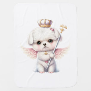 Furry Joy: Angel Wing Maltese Dog Puppy Gift T-Shi Baby Blanket