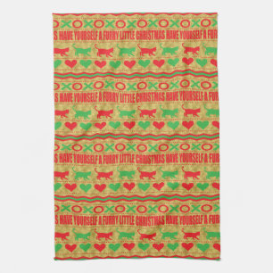 Furry Little Cats Christmas Kitchen Towel