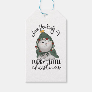 Furry Little Christmas Cute Cat Christmas Robe Gift Tags