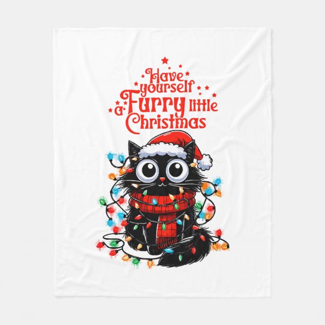 Furry Little Christmas  Fleece Blanket (Front)