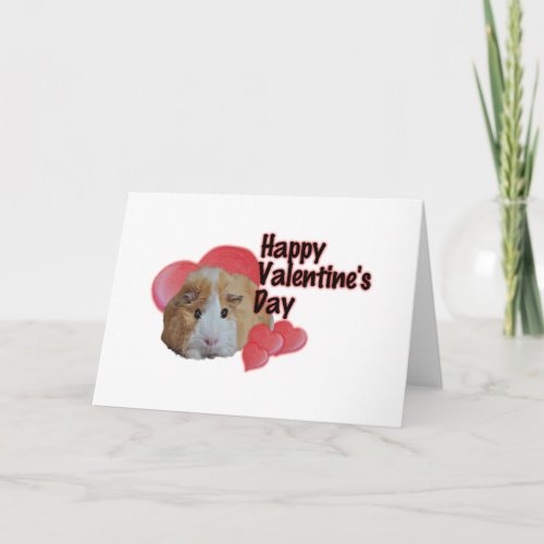 Furry Little Guinea Pig Tan Happy Valentines Day  Card