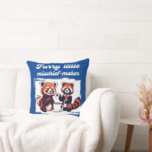 Furry little mischief_maker Red Panda  Coffee Throw Pillow
