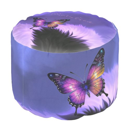 Furry look purple watercolor pouf