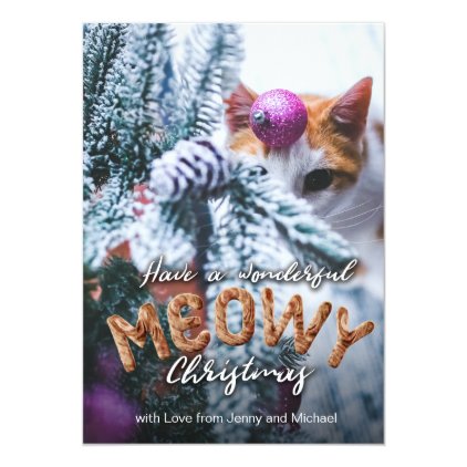 Furry Meowy Christmas Fun Typography Christmas Card