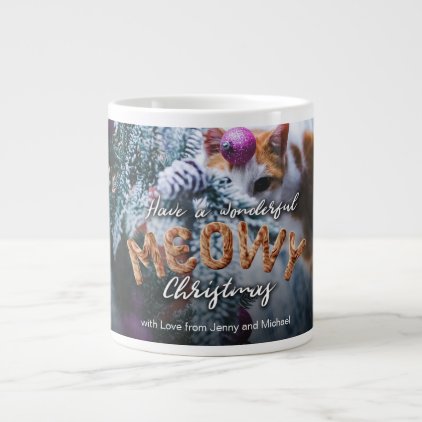 Furry Meowy Christmas Fun Typography Christmas Large Coffee Mug