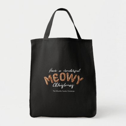 Furry Meowy Christmas Fun Typography Christmas Tote Bag