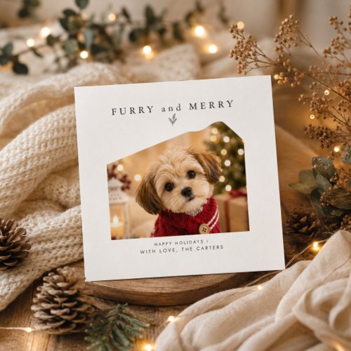 Furry & Merry Stylish Dog Christmas Holiday Photo Card