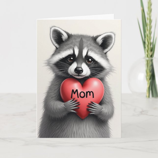 Furry Mom Heart Illustration Card (Front)