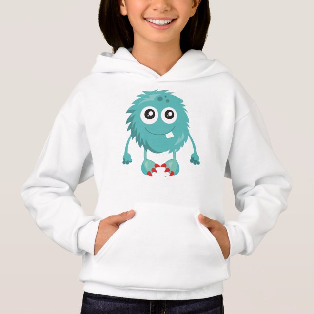 Furry Monster, Blue Monster, Cute Monster, Silly Hoodie (Front)