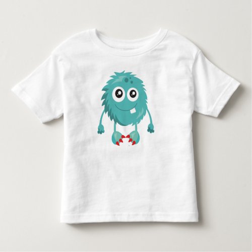 Furry Monster Blue Monster Cute Monster Silly Toddler T_shirt
