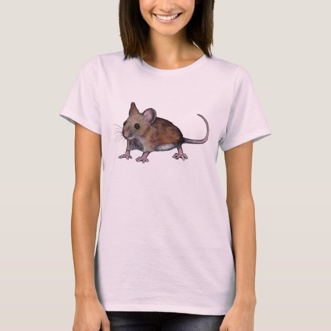 Furry Mouse, Realism Art, Cute Critter, Rodent T-Shirt (Front)