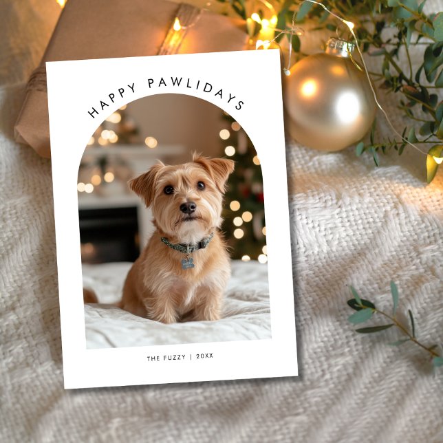 Furry Photo Funny Pawlidays Dog Pet Christmas Holiday Card (Creator Uploaded)