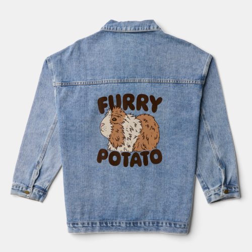 Furry Potato Graphic Guinea Pig Owner Pet Cavy Ani Denim Jacket