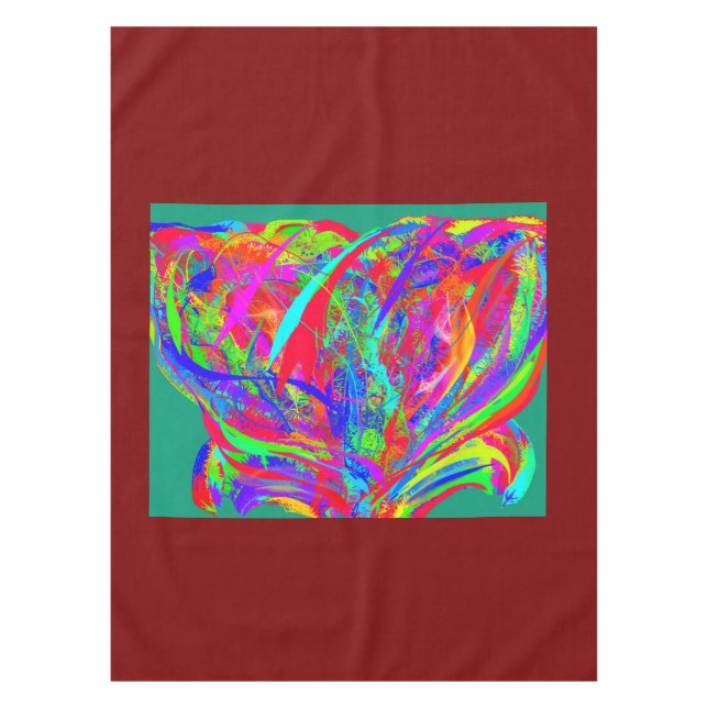 Furry Rainbow Colored Flower Tablecloth (Front)