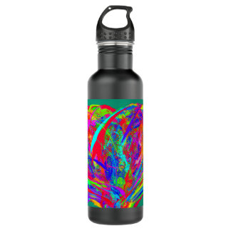 Furry Rainbow Colored Flower Water Bottle