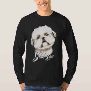 Furry Shih Tzu Dog Serious Face T-Shirt