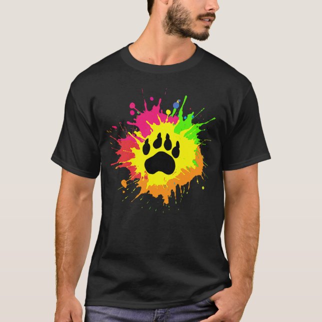 Furry Shirt Rainbow Bear Fursona Wolf Paw Print Gi (Front)