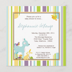 Furry Woodland Forest Anima Baby Shower Invitation