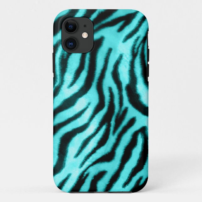 Furry Zebra Blue Case-Mate iPhone Case (Back)
