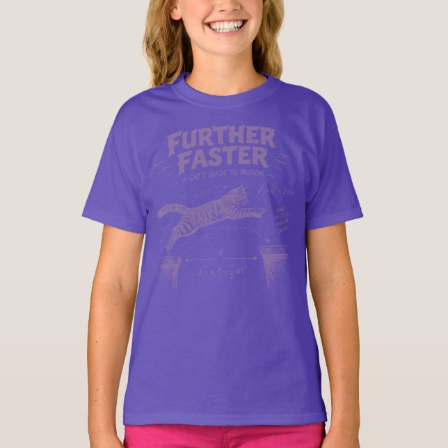 Further Faster - A cat’ guide to motion T-Shirt (Front)