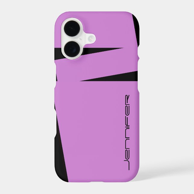 Fuschia & Black Stripe Minimalist Name Case-Mate iPhone Case (Back)
