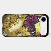 Fuschia Butterfly & Caterpillar 'JO' IPhone Case (Back (Horizontal))
