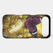 Fuschia Butterfly & Caterpillar 'JO' IPhone Case (Back (Horizontal))