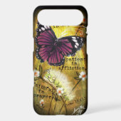 Fuschia Butterfly & Caterpillar 'JO' IPhone Case (Back)